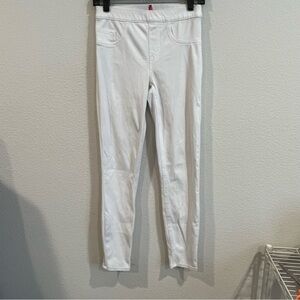 SPANX white faux jean leggings size small flattering shaping pants